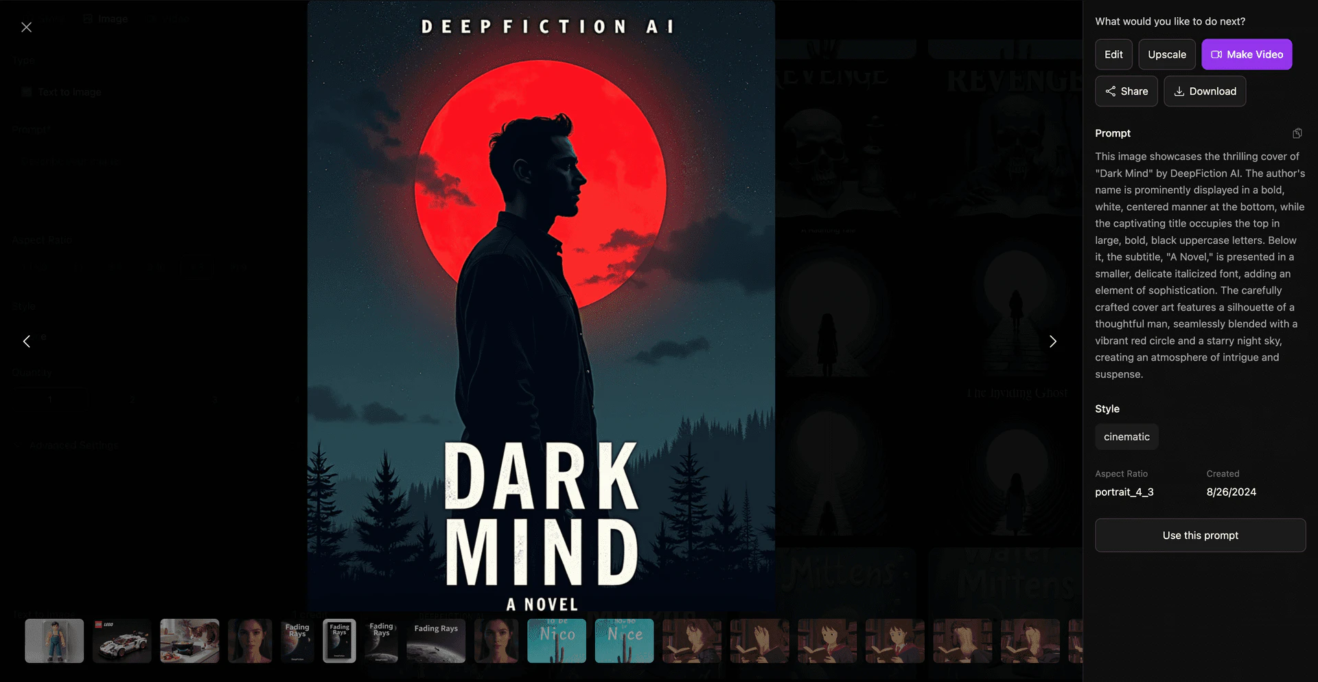 DeepFiction Studio professional controls for video creation