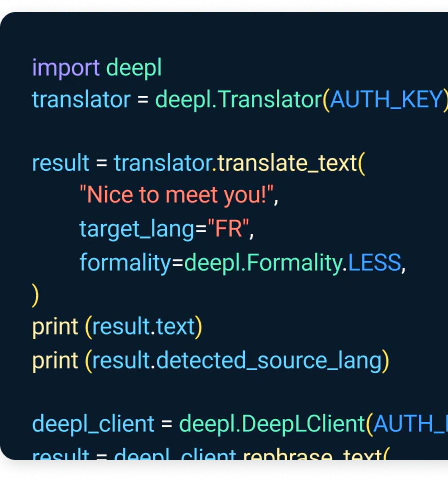 DeepL API integration example