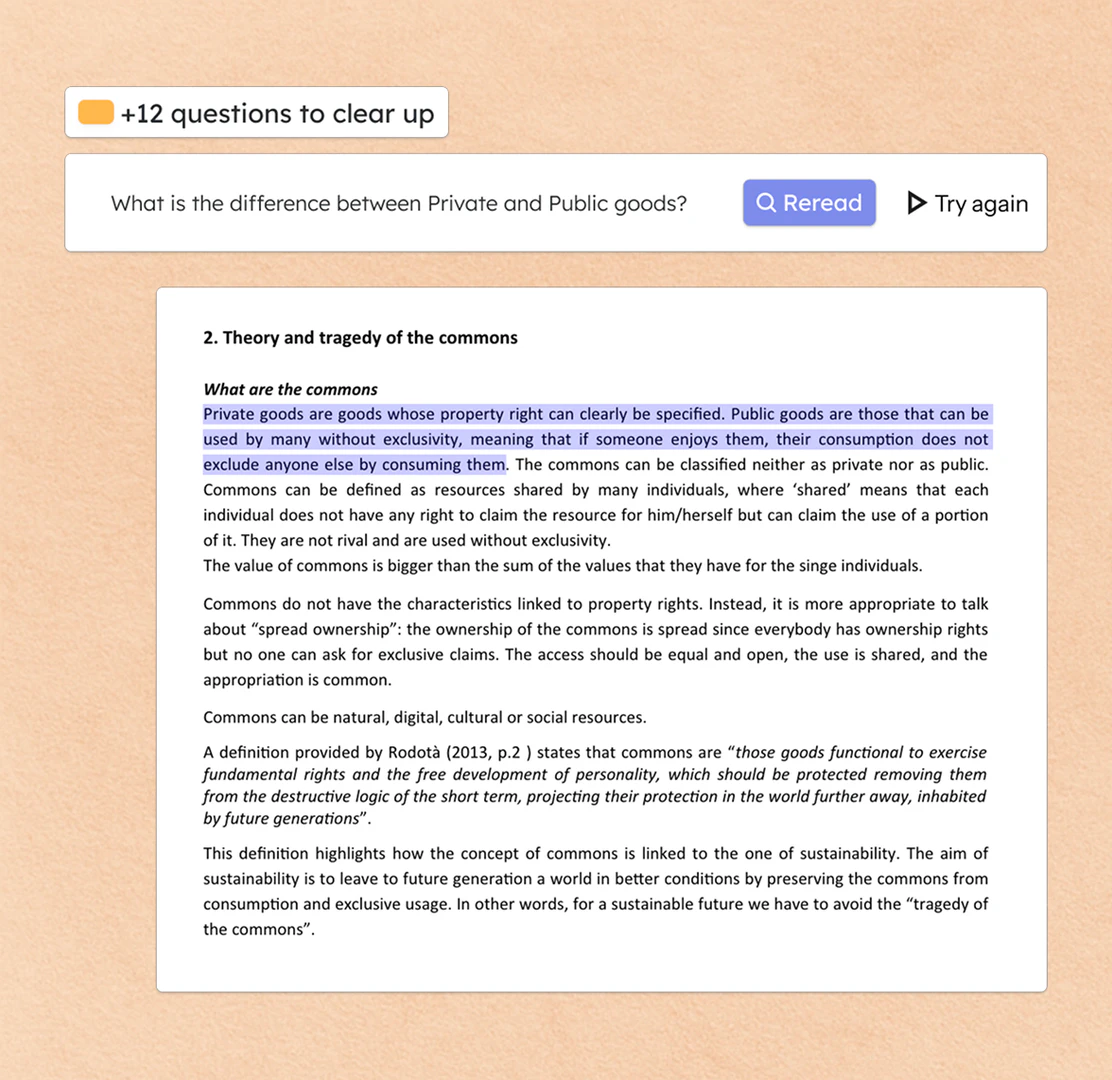 Dendeai feature for targeted study material review
