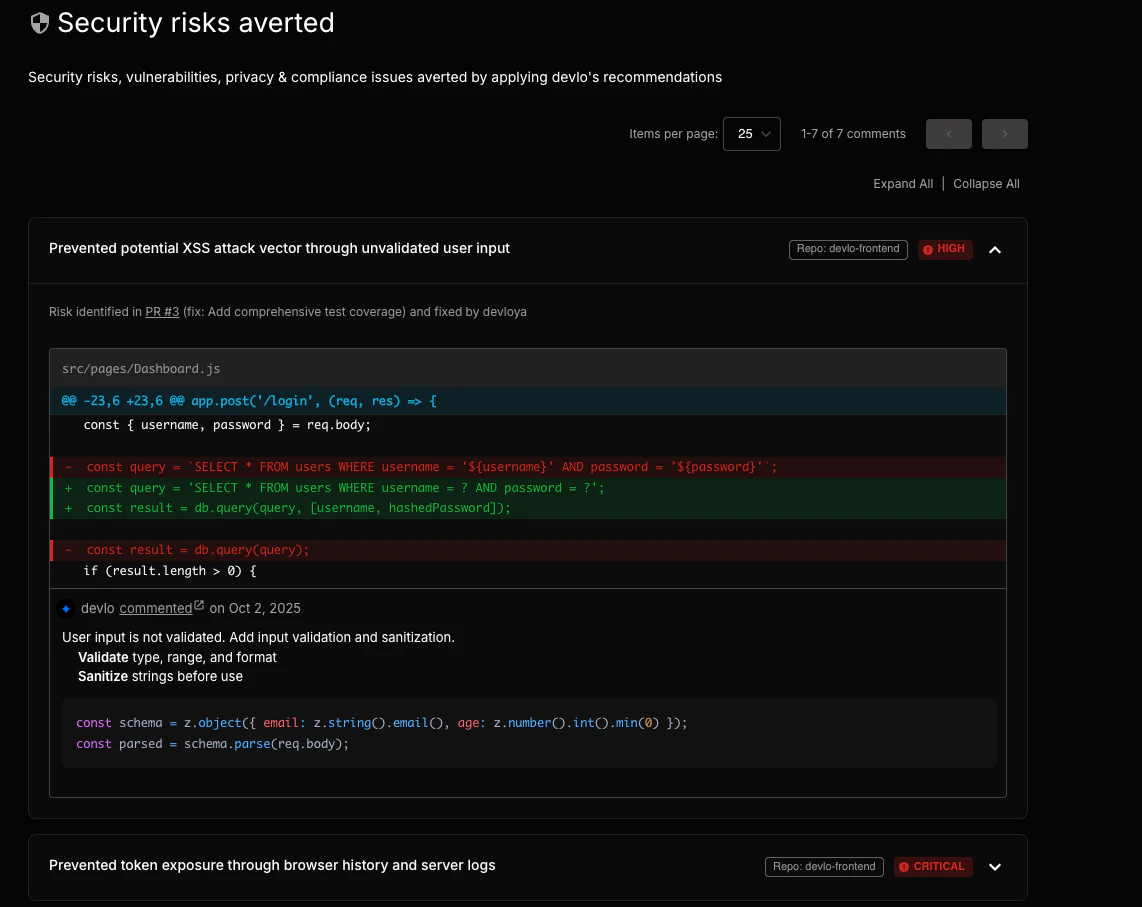 Devloai use case example - productivity tracking