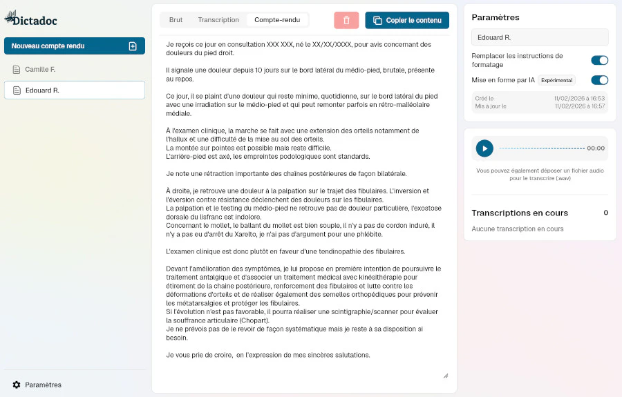 Dictadoc product interface overview