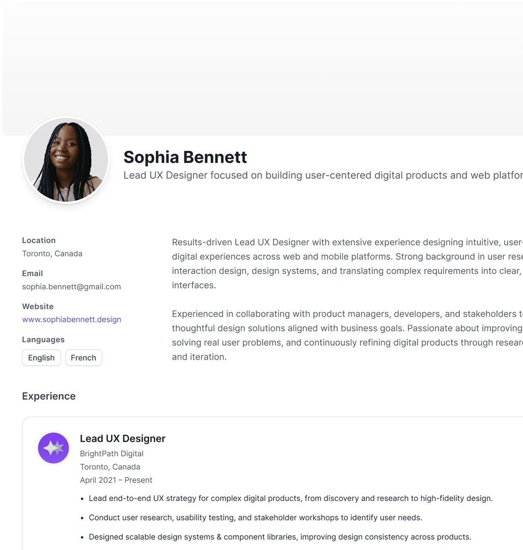 Digitalresume use case example