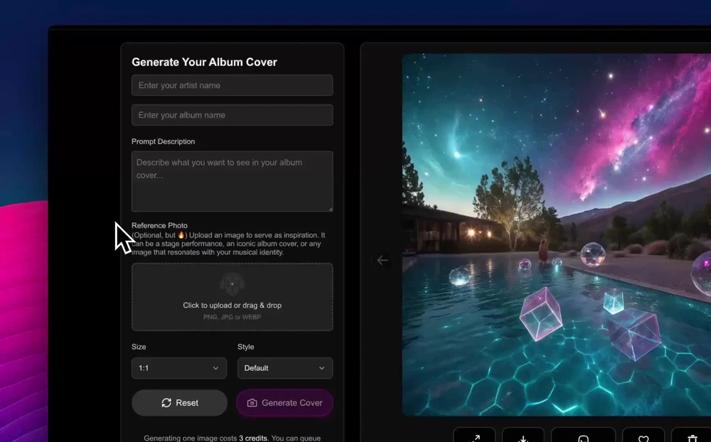 Diktatorial album cover creation interface