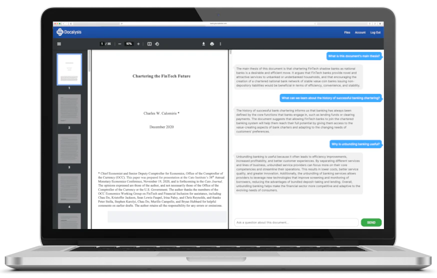 Docalysis product overview with AI-powered PDF chat