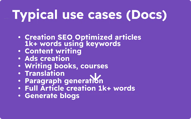 DocGPT AI Writer for Docs main features overview