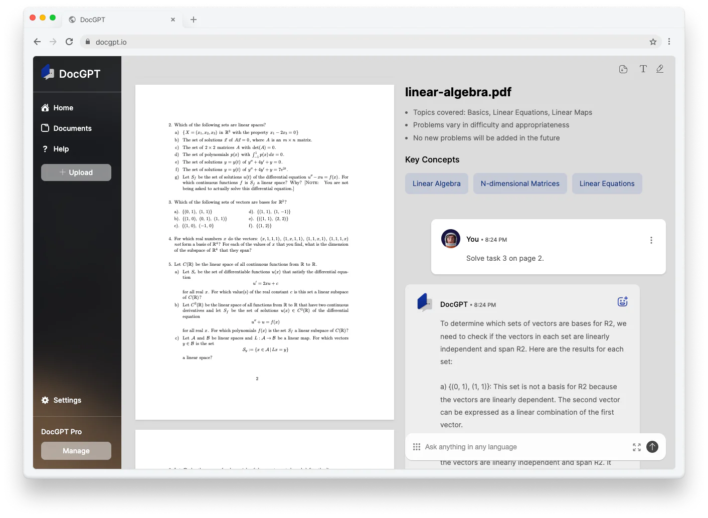 DocGPT product interface overview