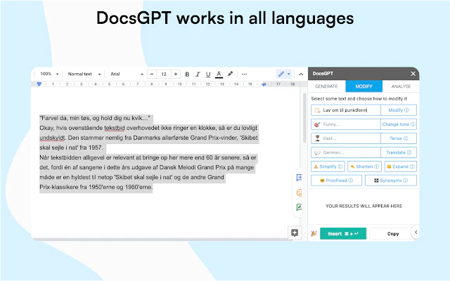 DocsGPT use case example in content creation