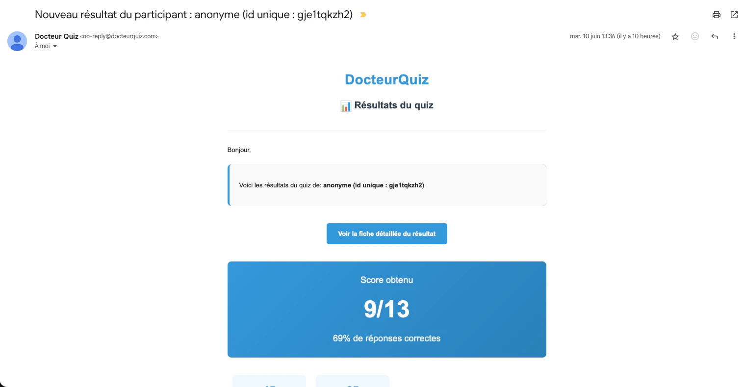 DocteurQuiz new result notifications