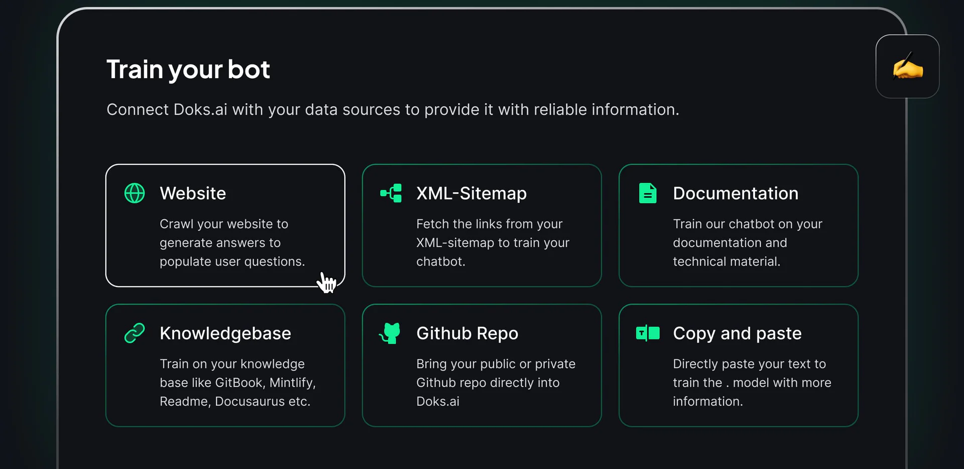 Doksai training interface for chatbot customization