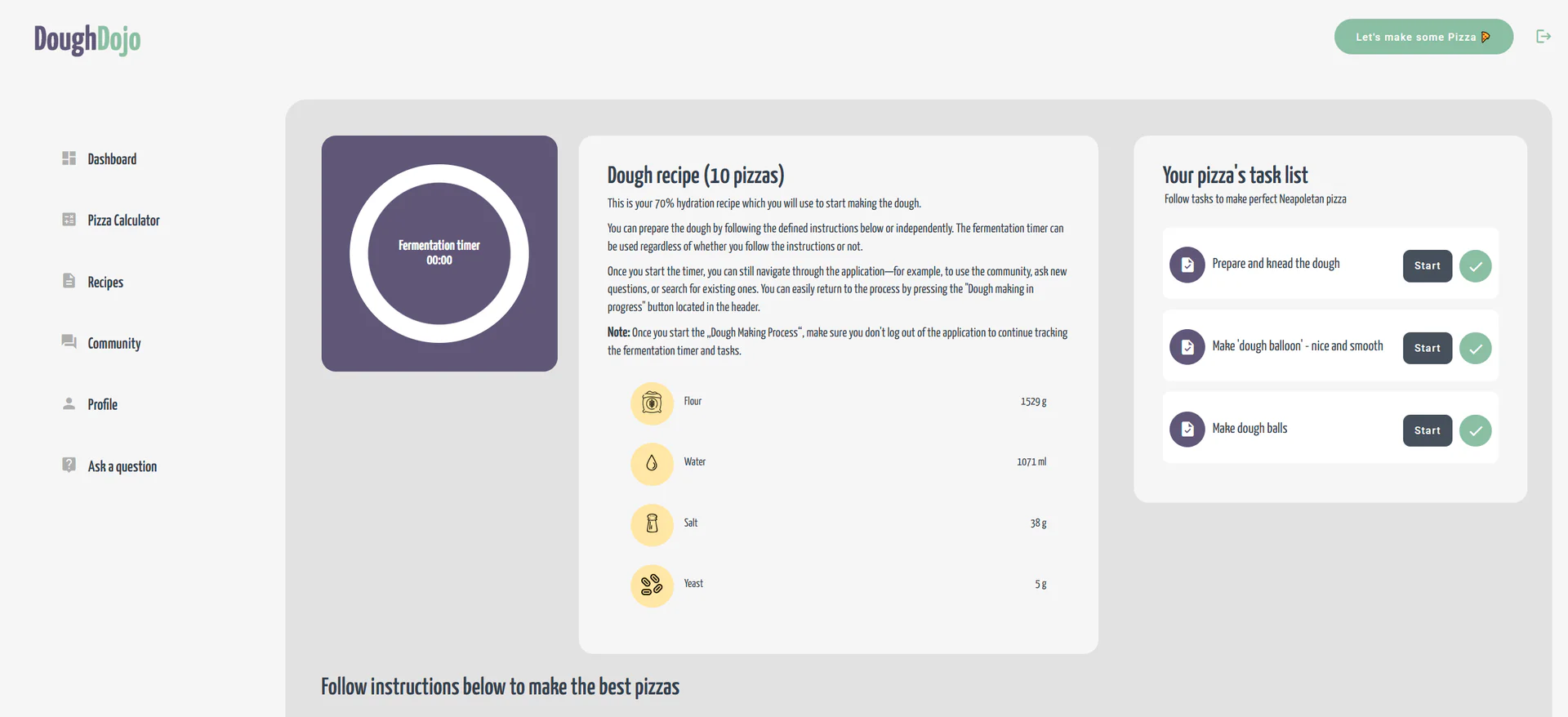 Doughdojo fermentation timer in pizza making process