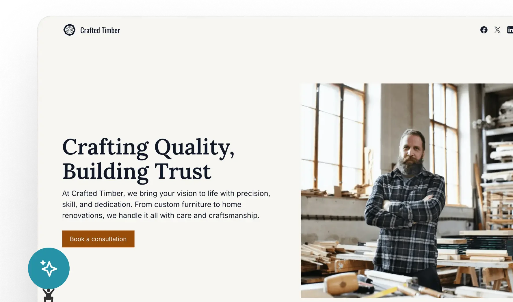 Durable website creation step 2: AI built website
