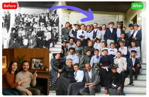 Easyphotorepair family reunion photo restoration example