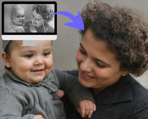 Easyphotorepair happy family photo before and after restoration