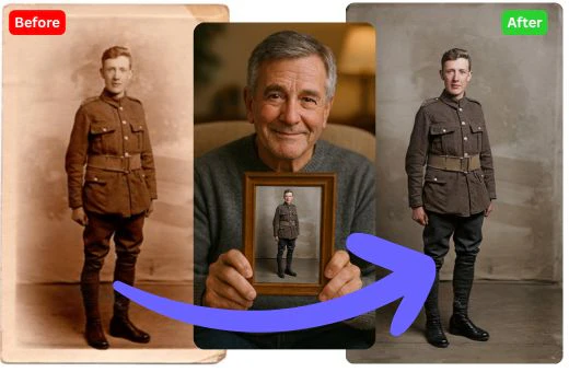 Easyphotorepair user scenario with restored military photo