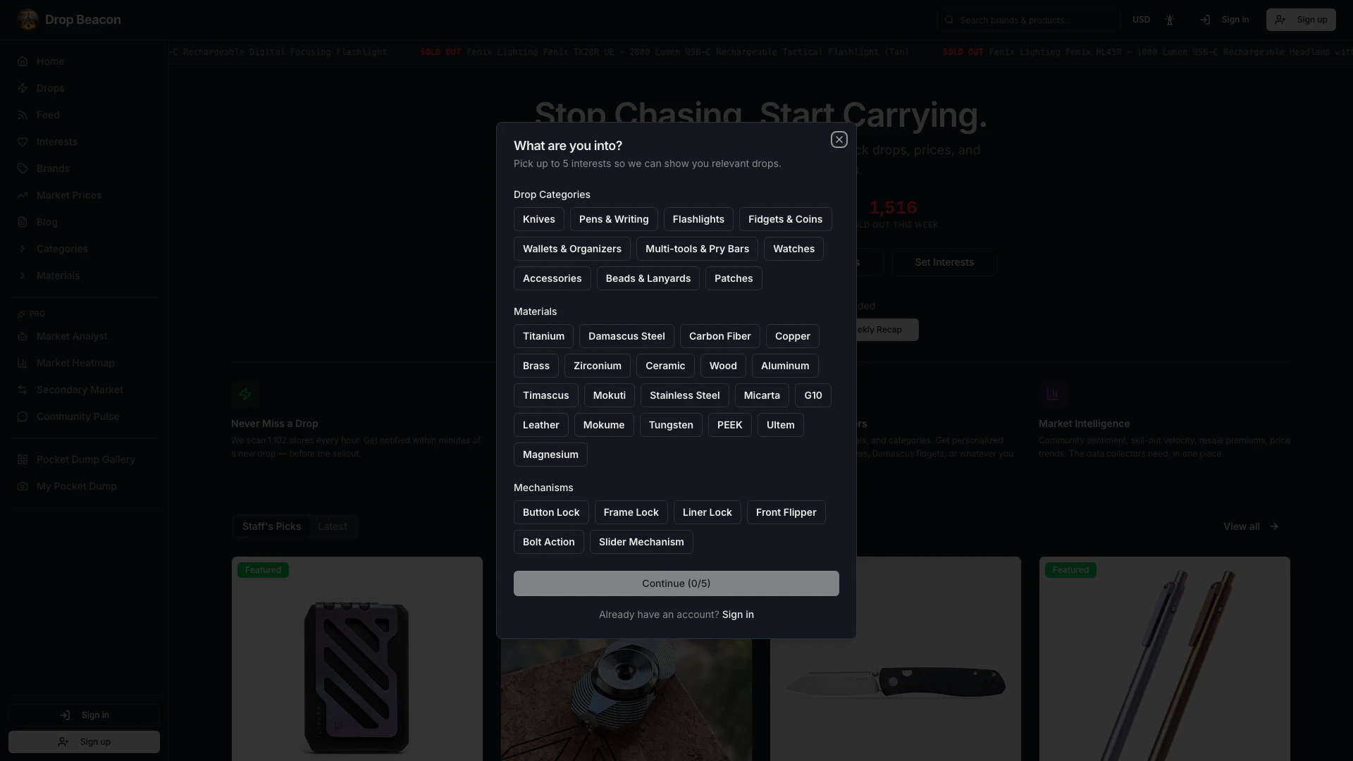 Edc4me website screenshot showing Follow your favorite brands and receive ... interface and features