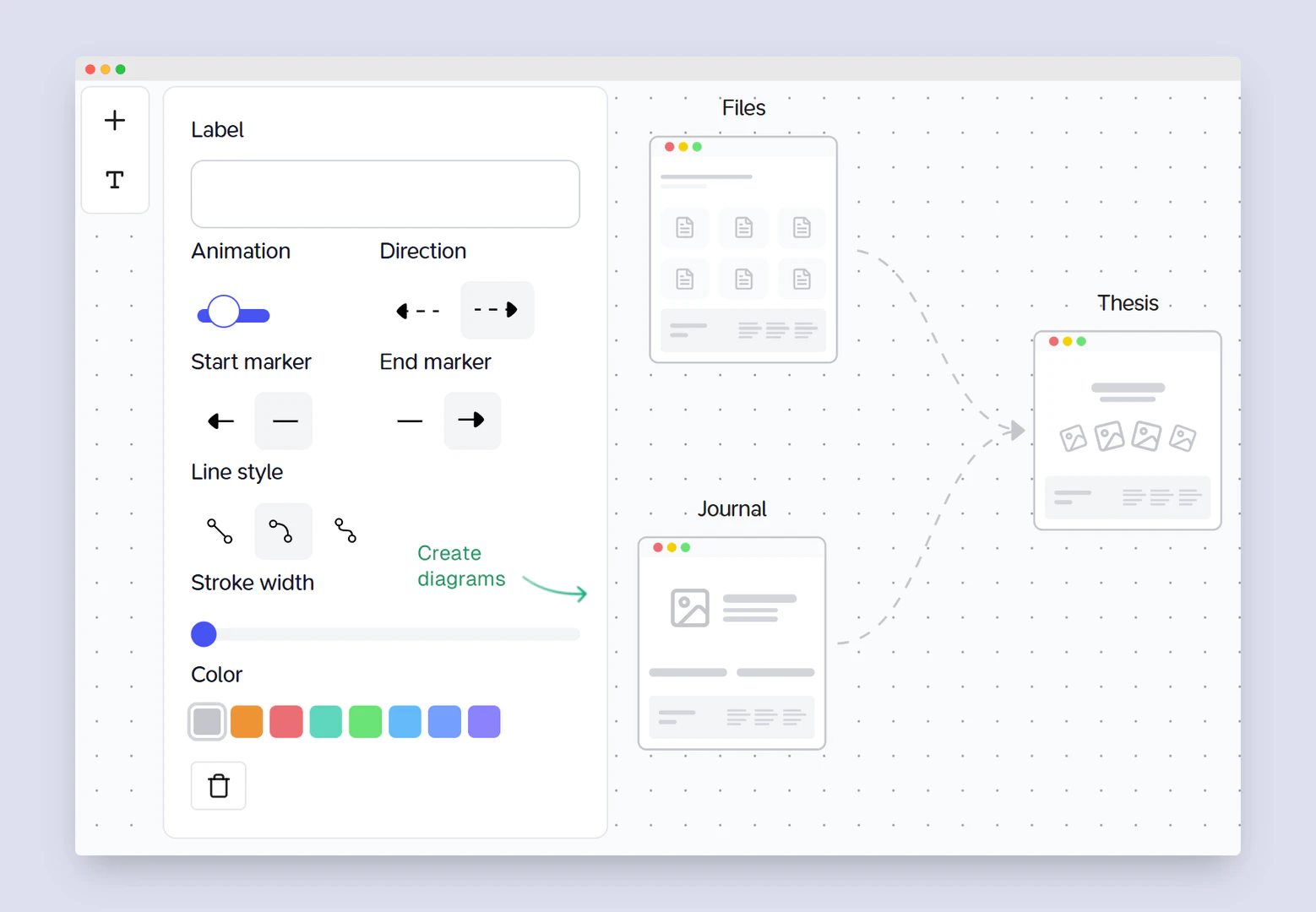 Elasticnote diagram feature for workflow management