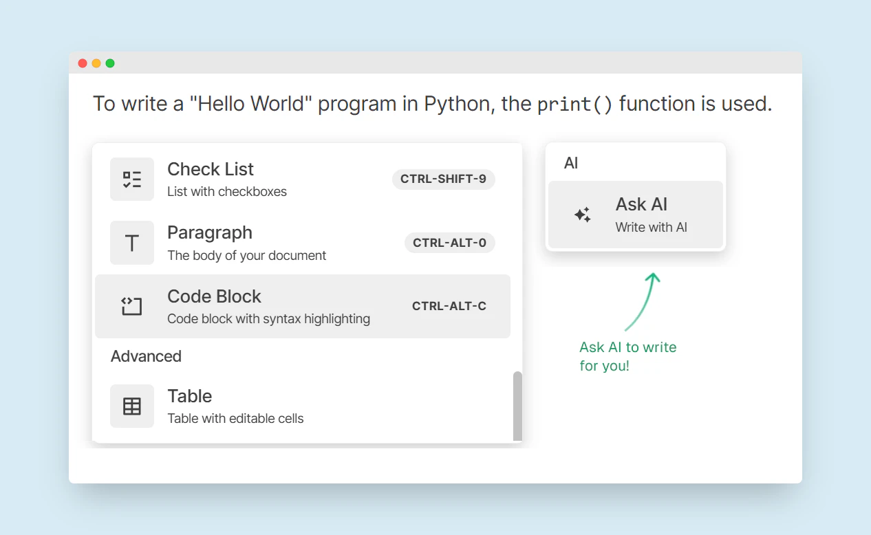 Elasticnote product interface showing note editor