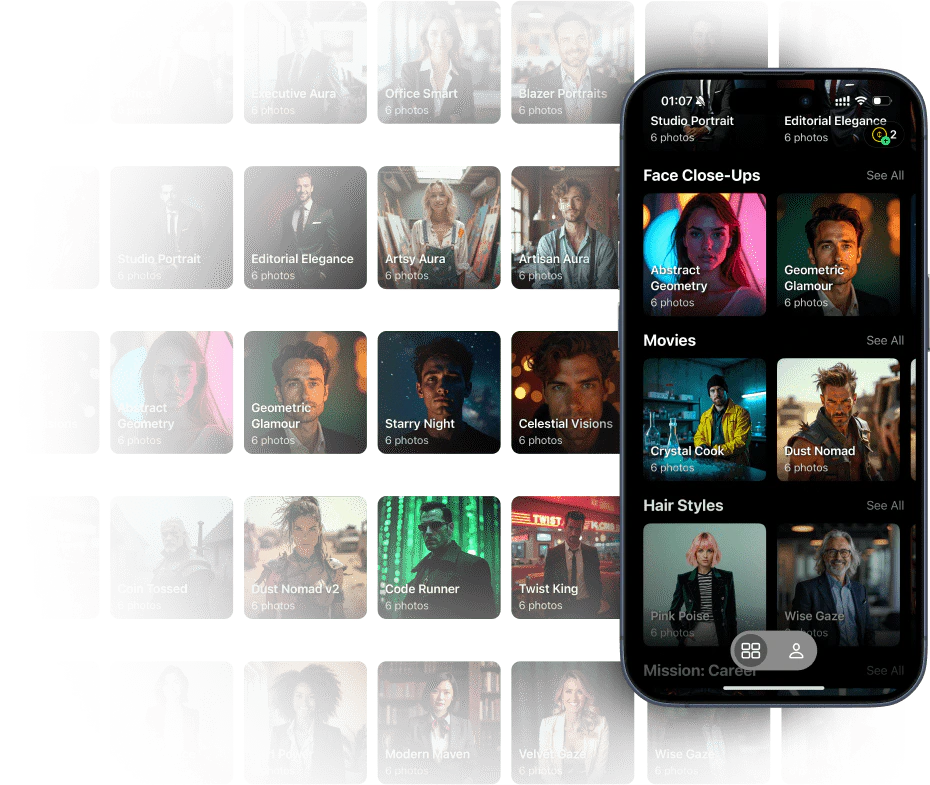 Creative templates for Eltima AI Headshot Generator