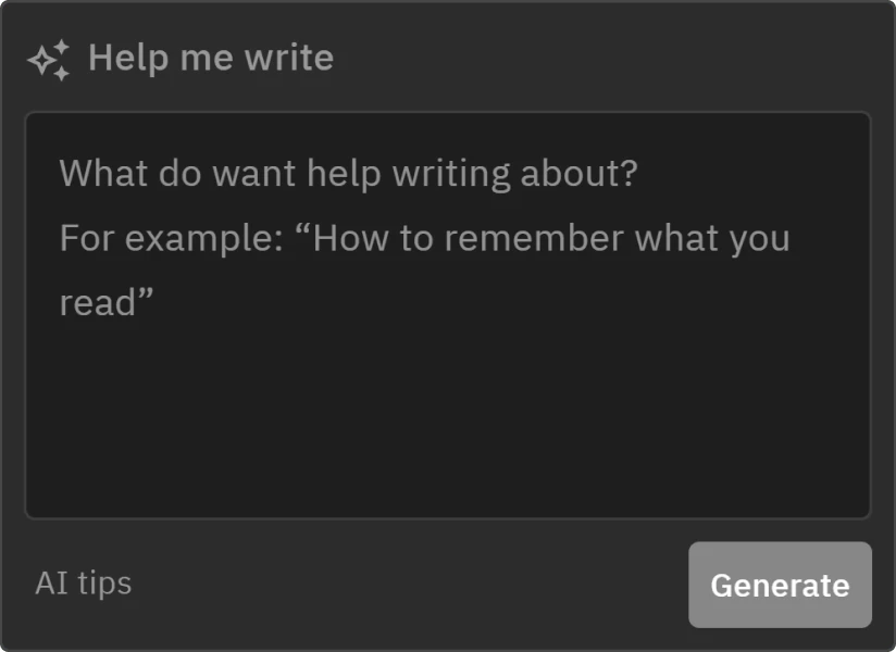 Emberly AI writing assistant feature