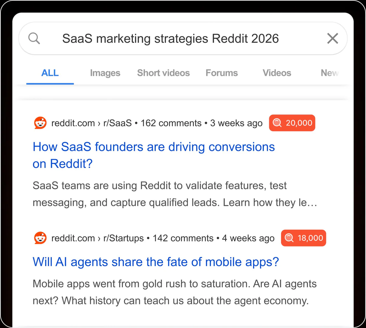 Engain usage step interface for discovering Reddit opportunities