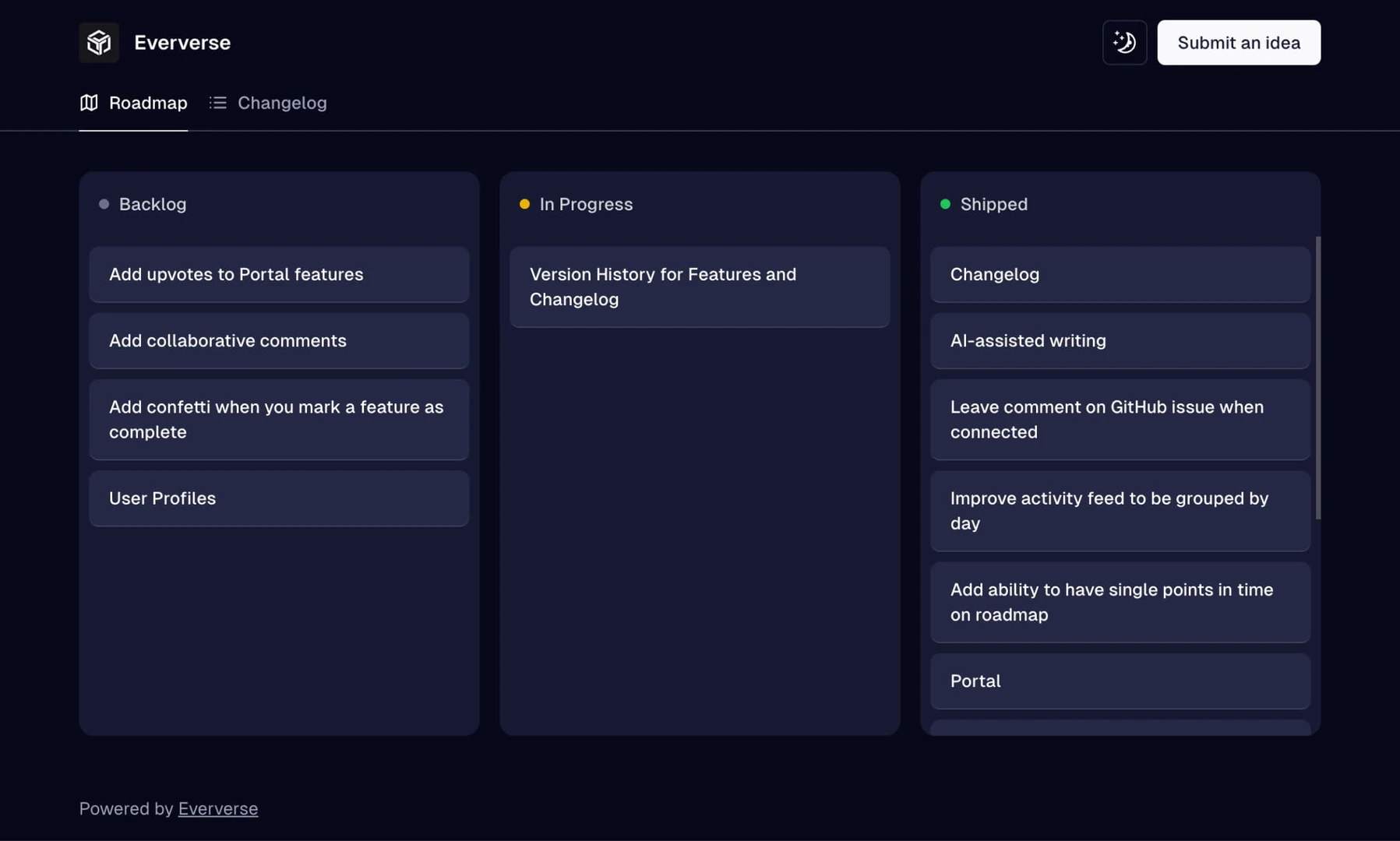 Eververse product overview and interface