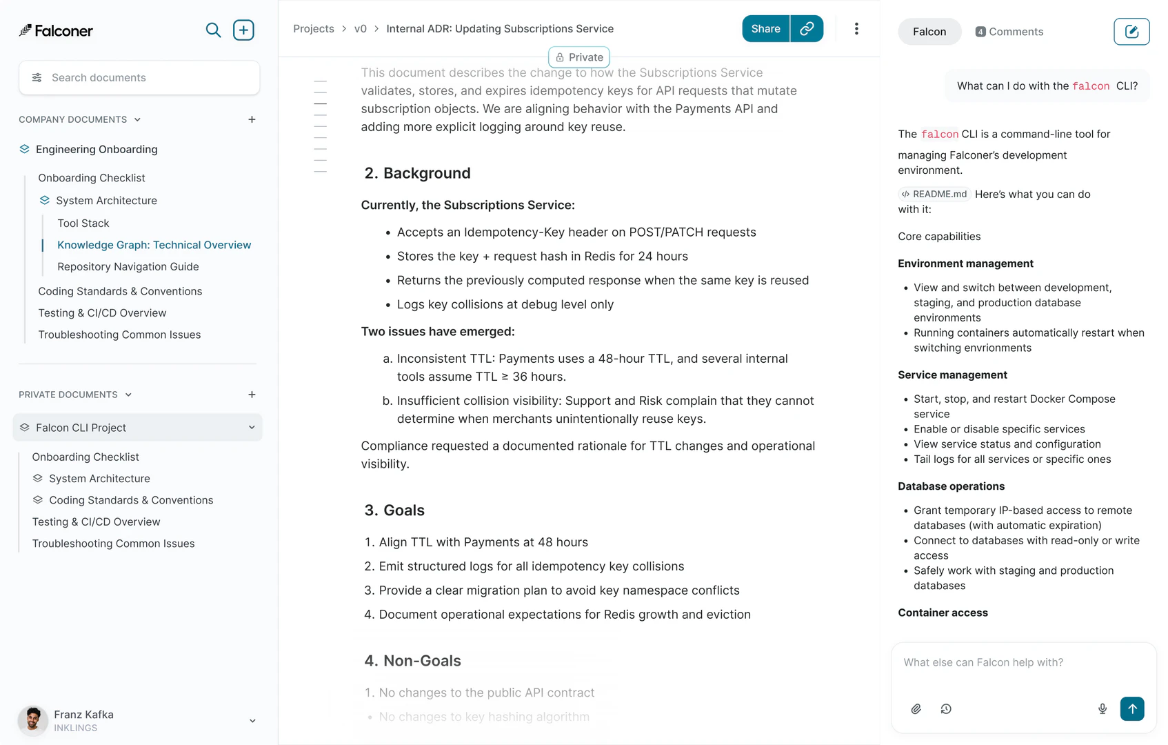 Falconer use case example in documentation
