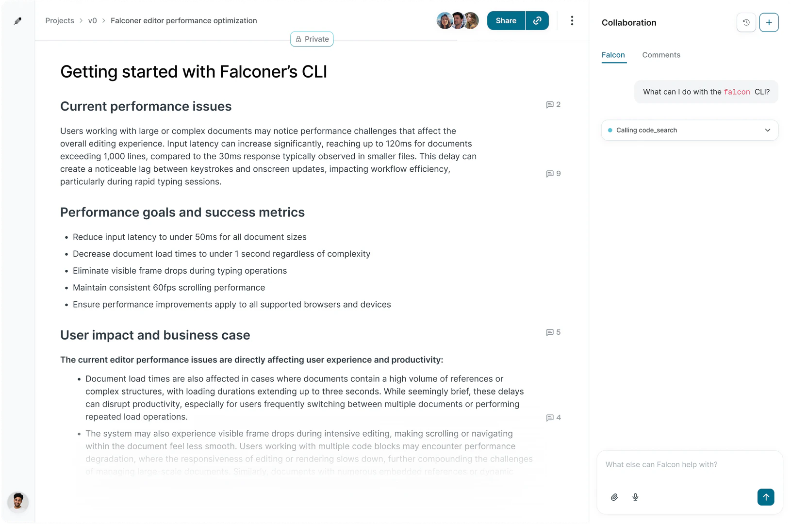 Using Falconer for shared memory in teams