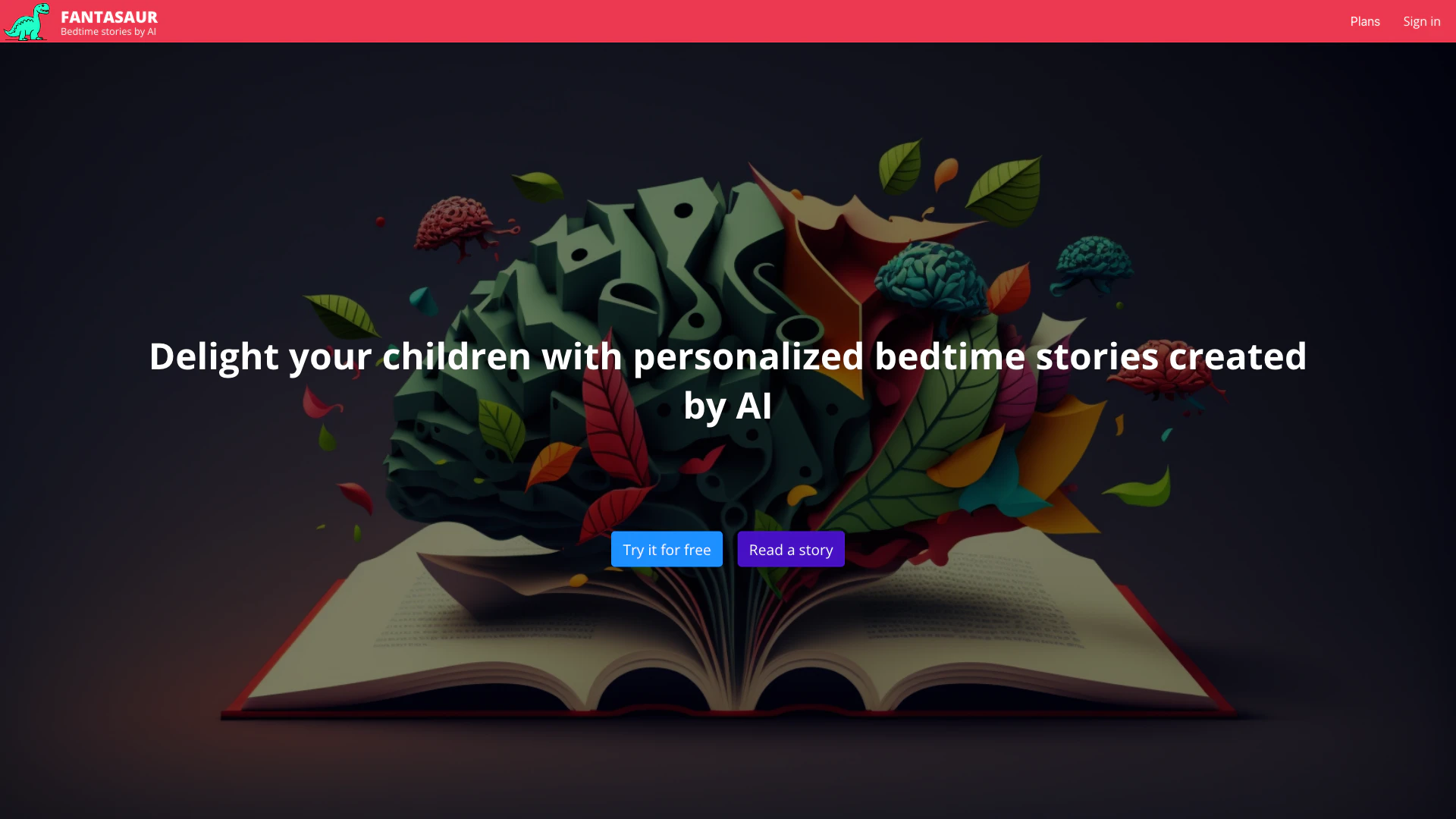 Fantasaur website screenshot showing -- interface and features