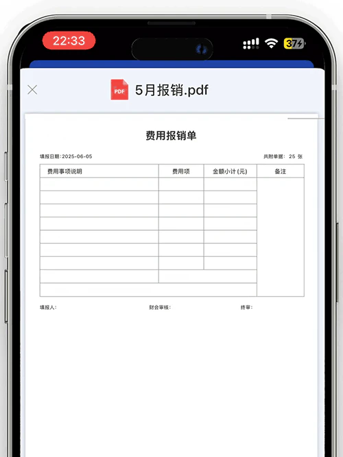 Fapiaohezi one-click reimbursement form generation