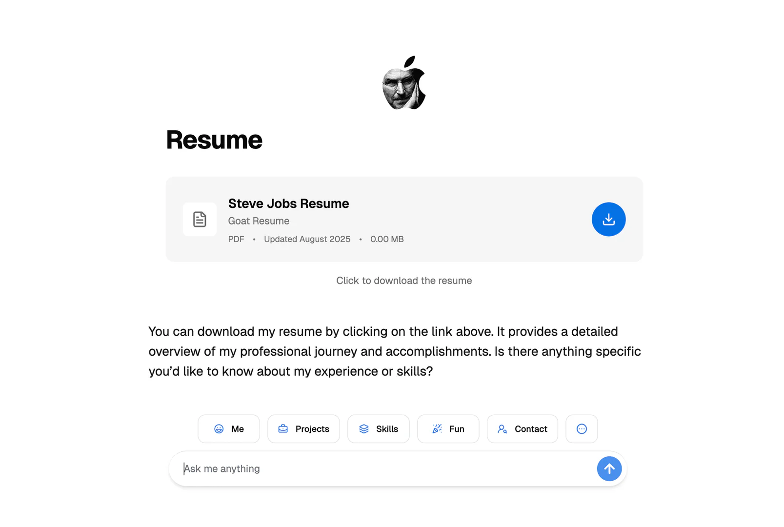 Fastfolio use case example for job seekers