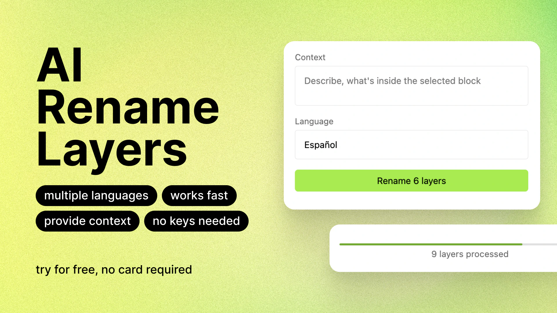Figma AI Rename Layers plugin interface