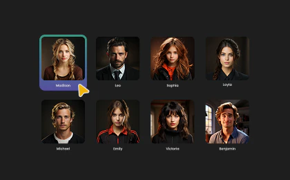 Finevoiceai step 2: Select an AI voice