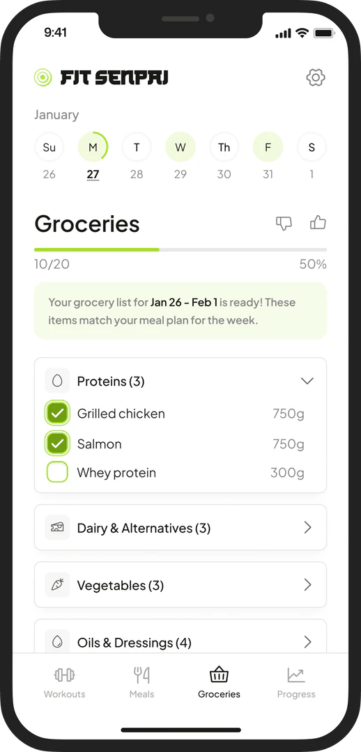 Fitsenpai grocery shopping feature demonstration