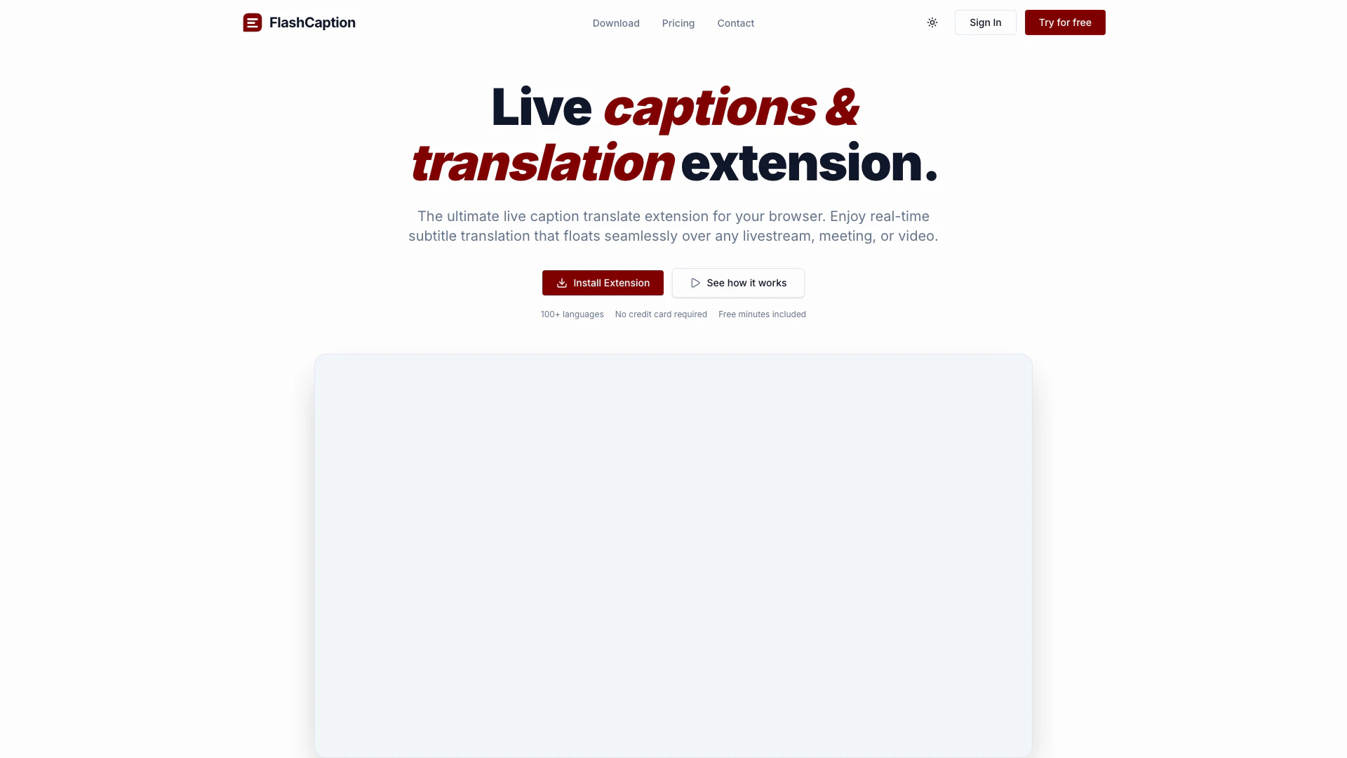 Flashcaption website screenshot showing Flashcaption provides live captions and ... interface and features