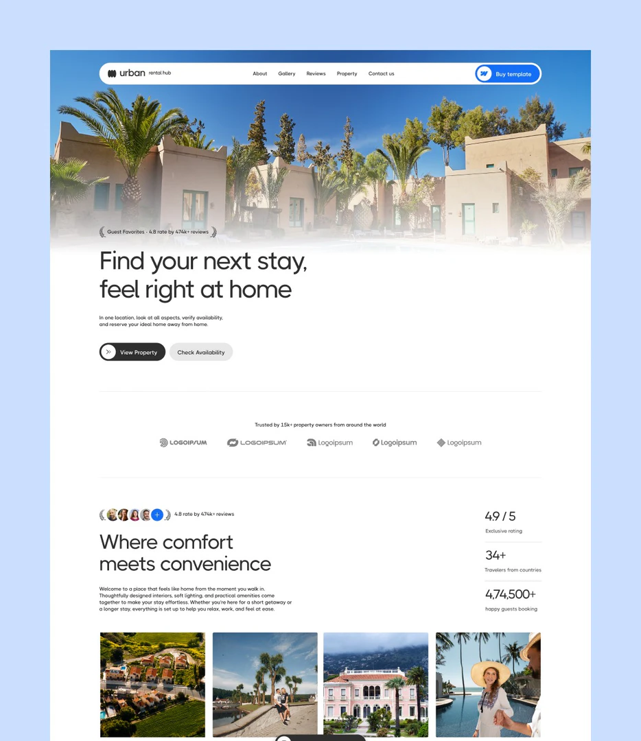 Flowcub travel website template use case