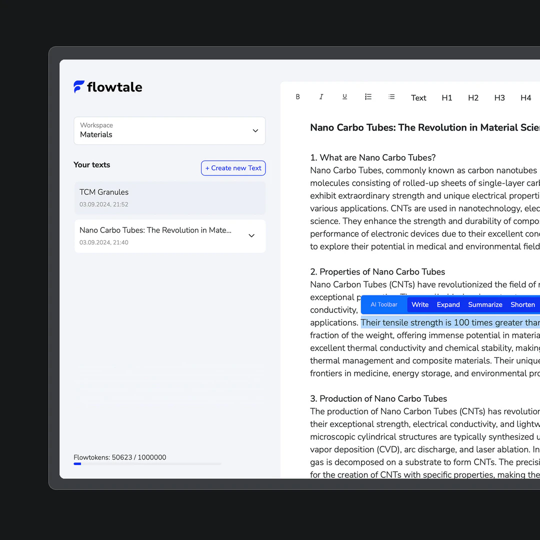 Flowtale product interface overview