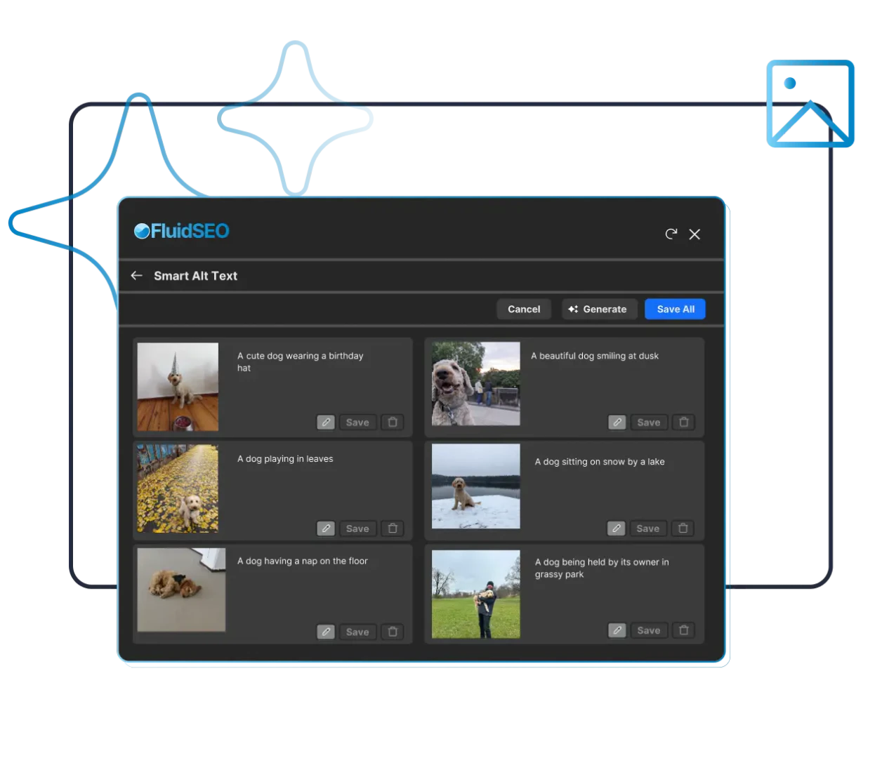 FluidSEO use case example for image alt text generation
