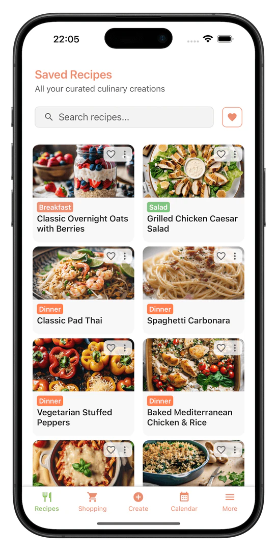 FoodiePrep recipe management interface