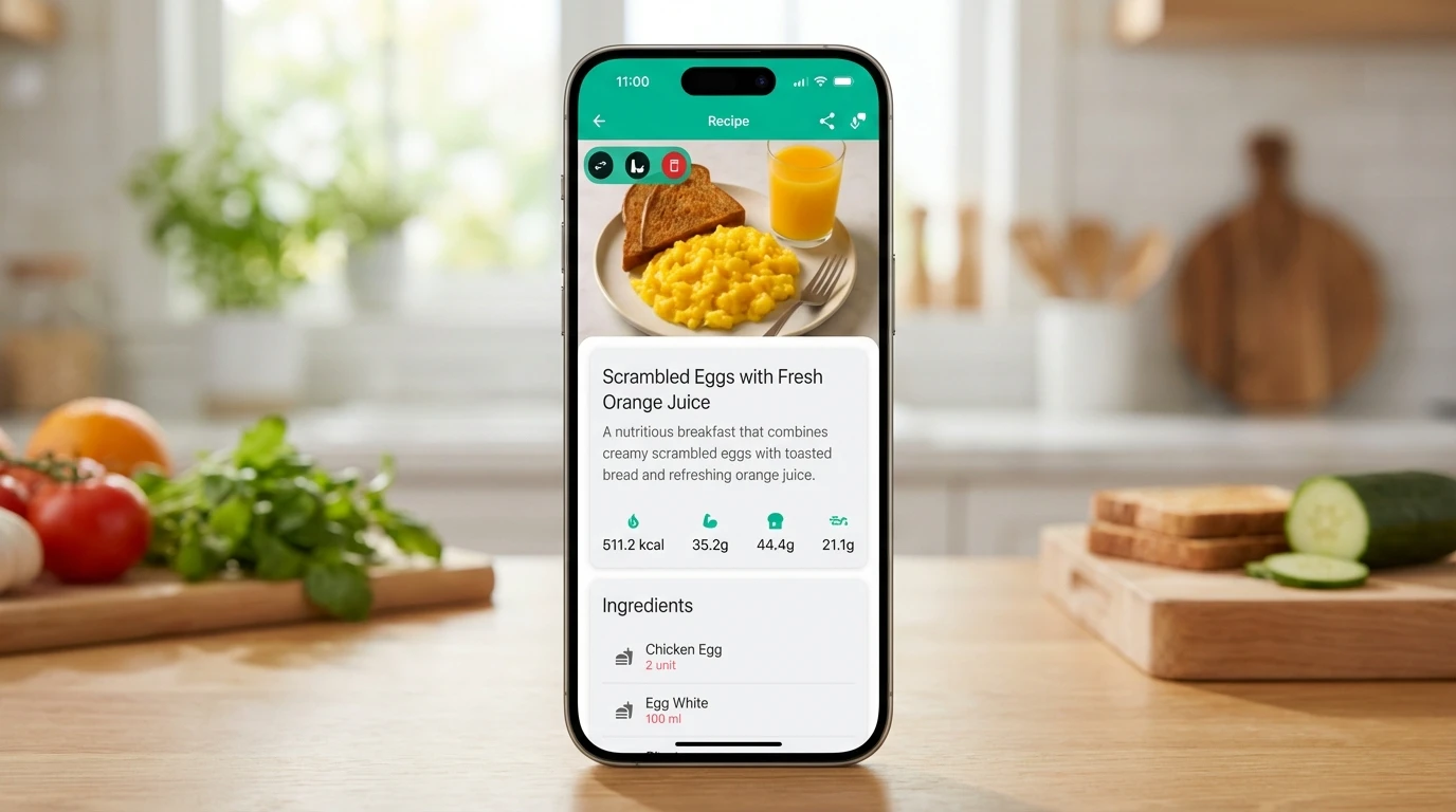 Foodzycal app usage example