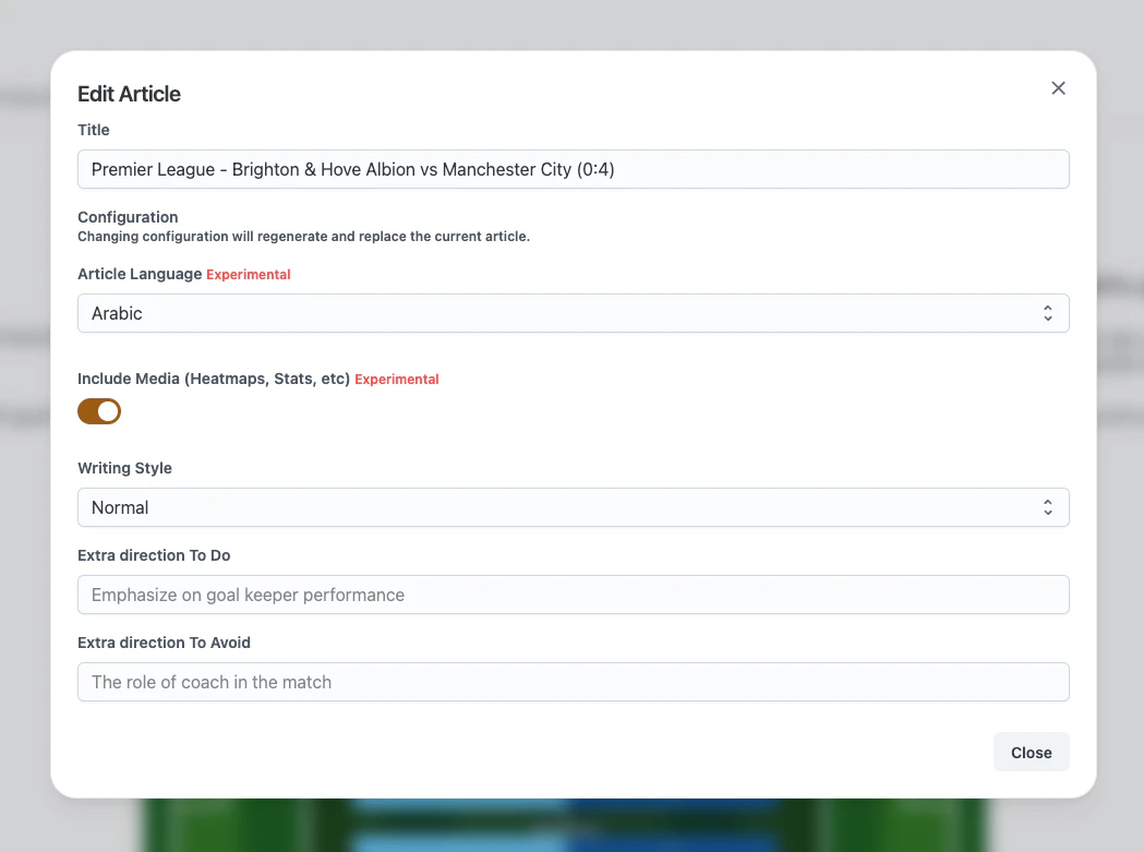 Footballwriterai adaptive storytelling tones