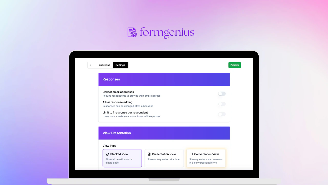 Formgeniusapp launching a form