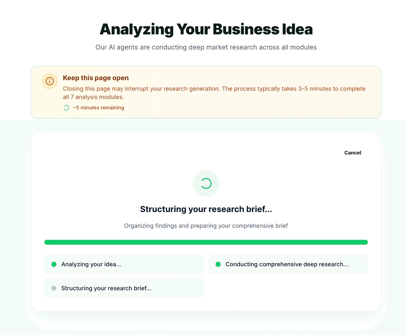 FounderSpace AI analysis interface