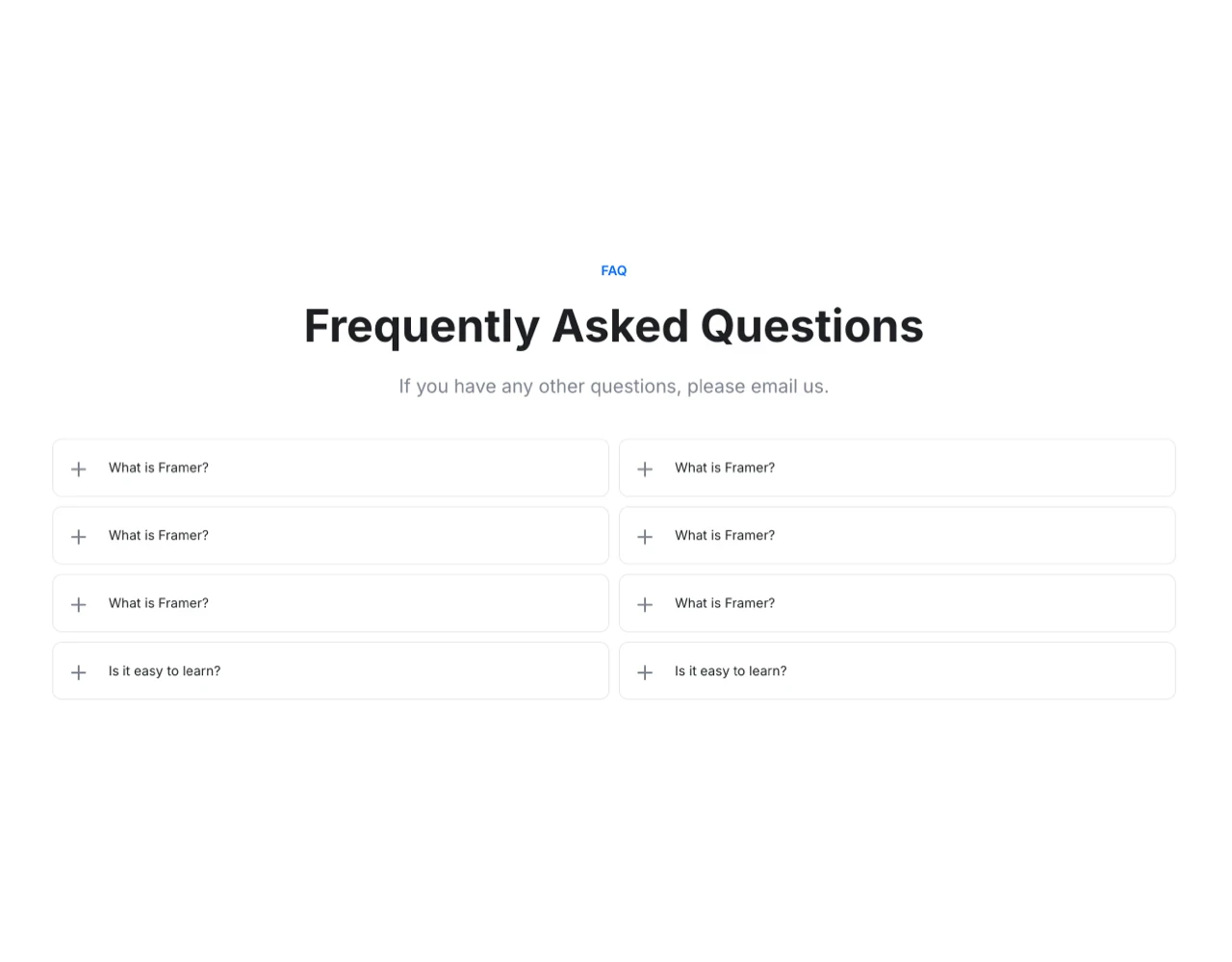 Frameblox component library showcasing various design components