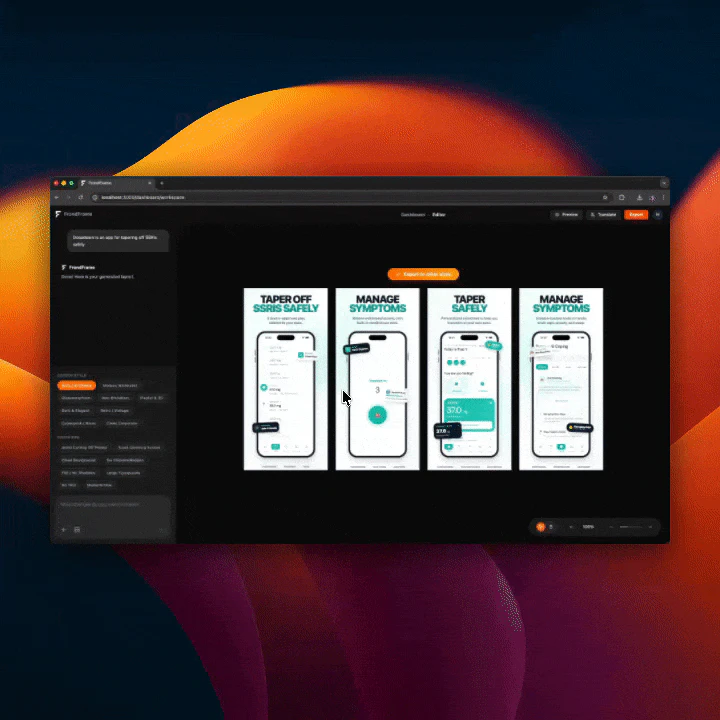 Frondframe Multi-device Automatic Export feature