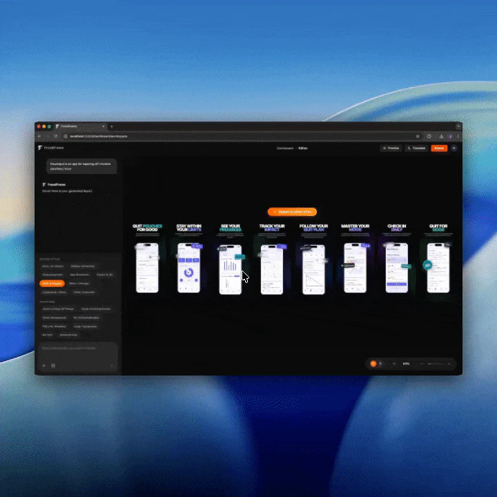 Frondframe instant translation feature