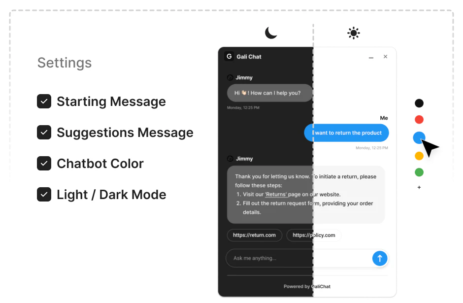 GaliChat customization options