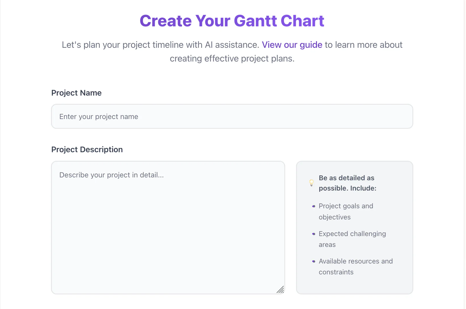 Ganttchartai product interface overview
