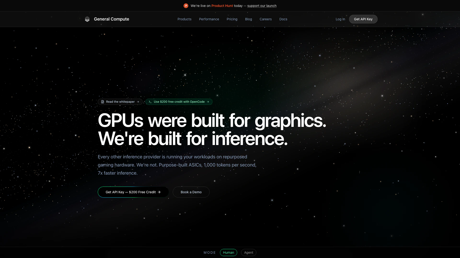 Generalcompute website screenshot showing General Compute offers the world's faste... interface and features