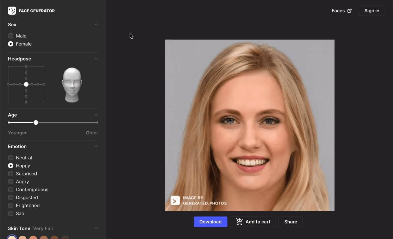 Generated face generator product overview
