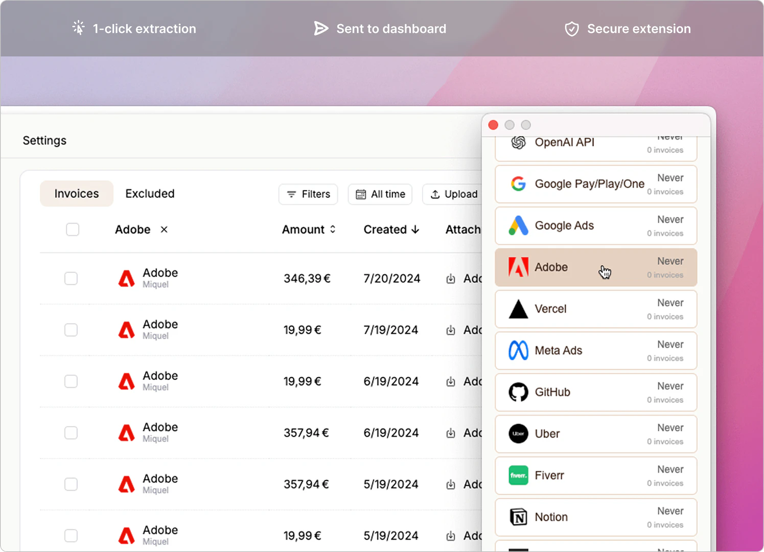 Get-invoice online portals integration